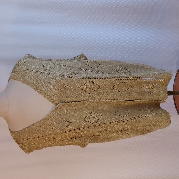 American Collection Vintage Women's Sweater Vest Metalic Gold Holidays Size 2X - Picture 1 of 10